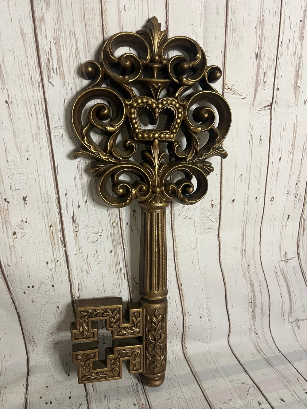 Vtg Burwood Product Gold Tone Skeleton Key Wall Decor 18" Hollywood Regency